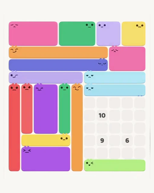 MeowBlock Level 154 after step 18, placing the 5-cell horizontal block at the middle-right area