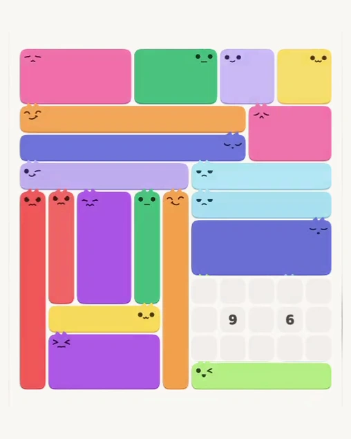 MeowBlock Level 154 after step 19, placing the 10-cell rectangular block at the middle-right area