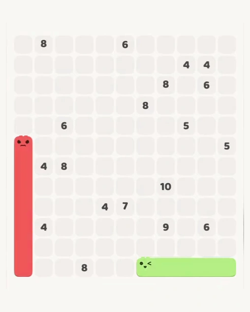 MeowBlock Level 154 after step 2, placing the 7-cell vertical block at the lower-left area
