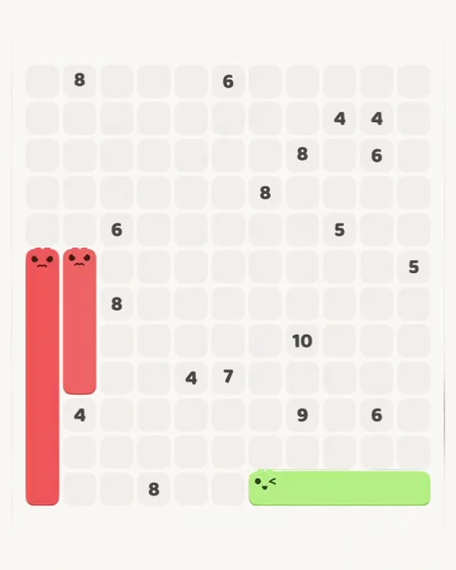 MeowBlock Level 154 after step 3, placing the 4-cell vertical block at the middle-left area
