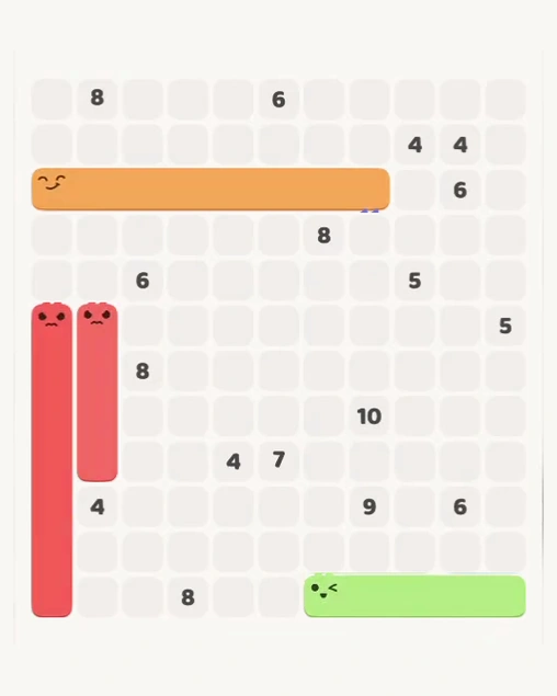 MeowBlock Level 154 after step 4, placing the 8-cell horizontal block at the upper center