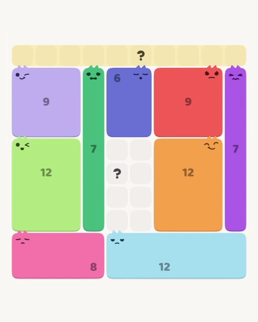 MeowBlock Level 155 after step 10, placing the 8-cell rectangular block at the middle center