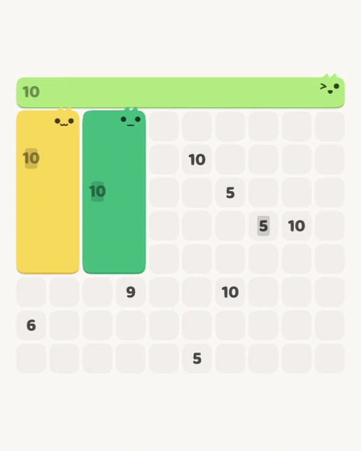 MeowBlock Level 156 after step 3, placing the 10-cell horizontal block at the upper center