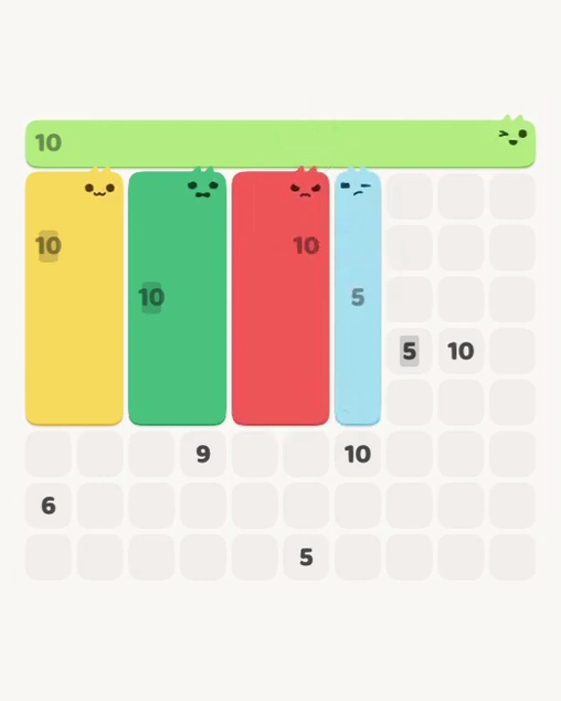 MeowBlock Level 156 after step 5, placing the 5-cell vertical block at the middle-right area