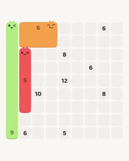 MeowBlock Level 157 after step 3, placing the 5-cell vertical block at the middle-left area