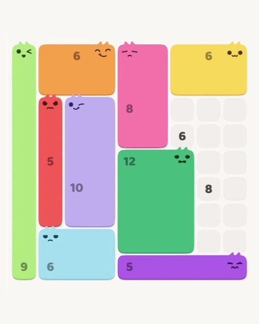 MeowBlock Level 157 after step 9, placing the 5-cell horizontal block at the lower-right area