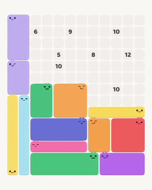 MeowBlock Level 158 after step 13, placing the 8-cell horizontal block at the middle-right area