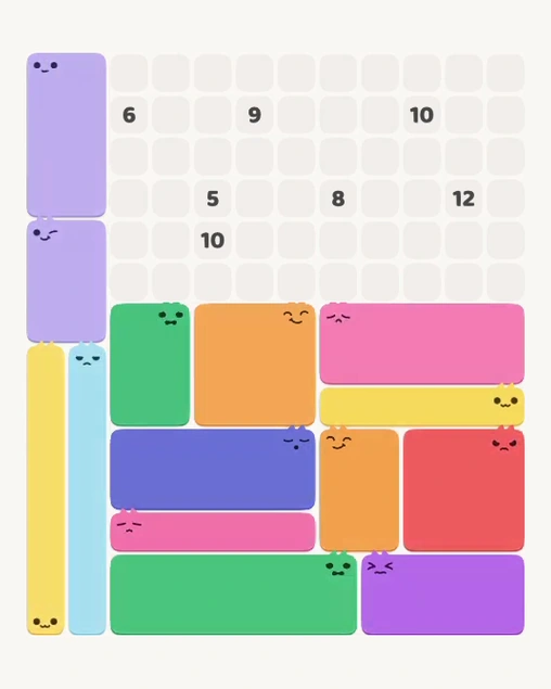 MeowBlock Level 158 after step 14, placing the 10-cell rectangular block at the middle-right area