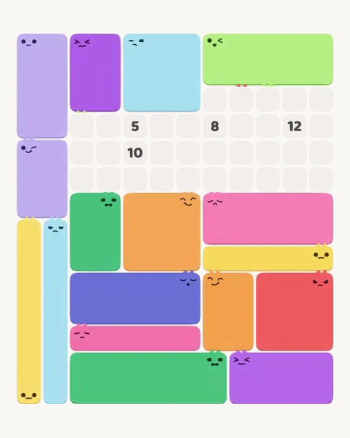 MeowBlock Level 158 after step 17, placing the 6-cell rectangular block at the upper-left area