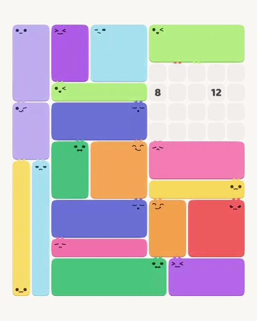 MeowBlock Level 158 after step 19, placing the 10-cell rectangular block at the middle center