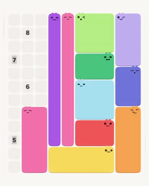 MeowBlock Level 159 after step 11, placing the 10-cell rectangular block at the lower-left area