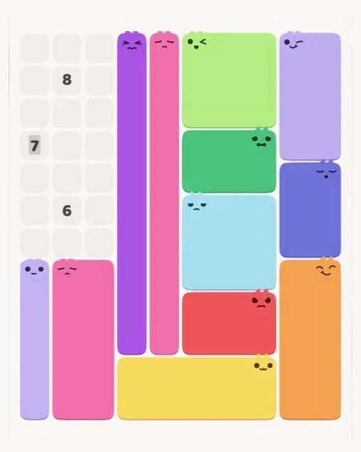 MeowBlock Level 159 after step 12, placing the 5-cell vertical block at the lower-left area
