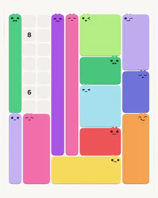 MeowBlock Level 159 after step 13, placing the 7-cell vertical block at the upper-left area