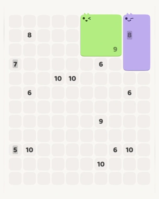 MeowBlock Level 159 after step 2, placing the 9-cell square block at the upper-right area