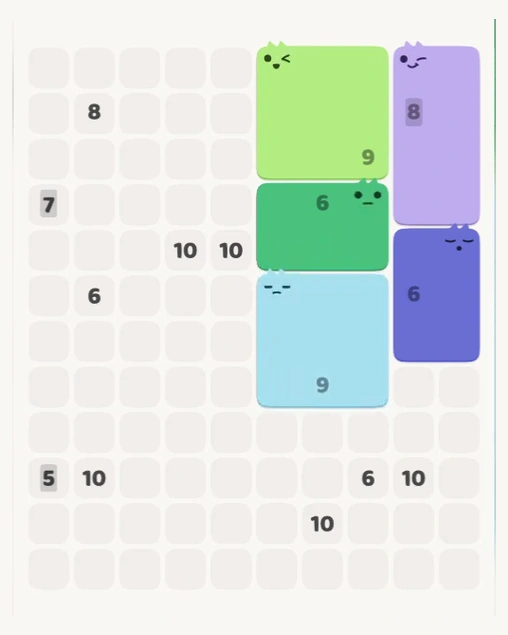 MeowBlock Level 159 after step 5, placing the 9-cell square block at the middle-right area