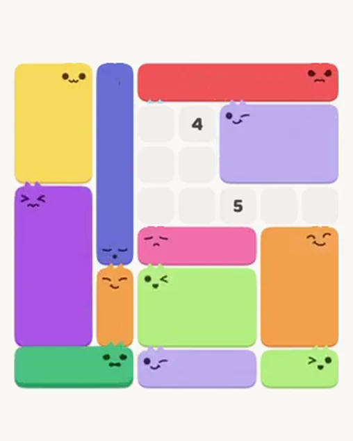 MeowBlock Level 16 after step 12, placing the 6-cell rectangular block at the upper-right area