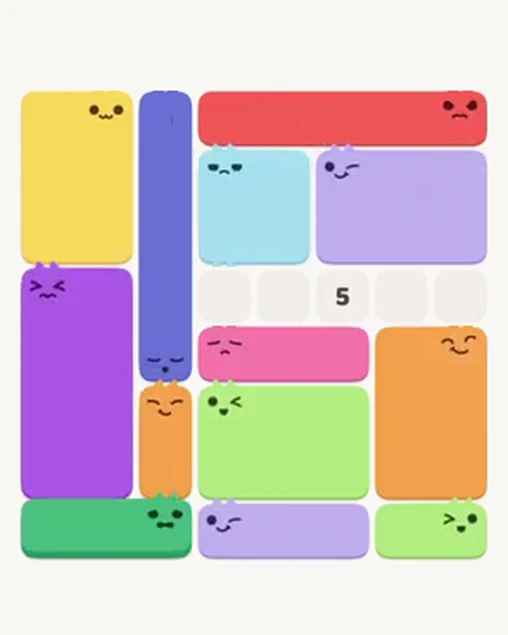 MeowBlock Level 16 after step 13, placing the 4-cell square block at the upper center