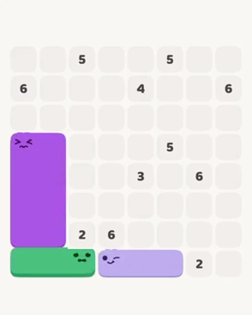 MeowBlock Level 16 after step 3, placing the 3-cell horizontal block at the lower center