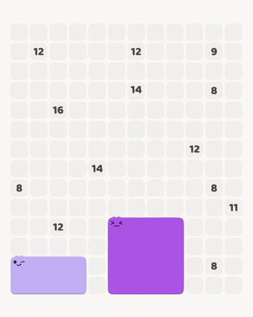 MeowBlock Level 160 after step 2, placing the 16-cell square block at the lower center