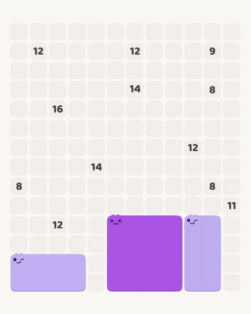 MeowBlock Level 160 after step 3, placing the 8-cell rectangular block at the lower-right area