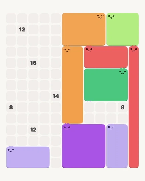 MeowBlock Level 160 after step 9, placing the 12-cell rectangular block at the middle-right area