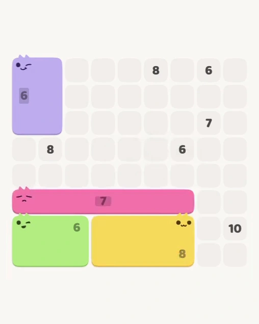 MeowBlock Level 161 after step 4, placing the 8-cell rectangular block at the lower center