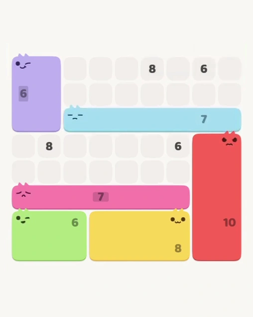 MeowBlock Level 161 after step 6, placing the 7-cell horizontal block at the middle-right area