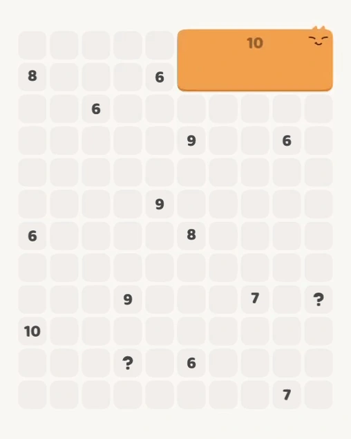 MeowBlock Level 162 after step 1, placing the 10-cell rectangular block at the upper-right area