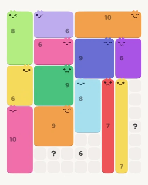 MeowBlock Level 162 after step 13, placing the 10-cell rectangular block at the lower-left area