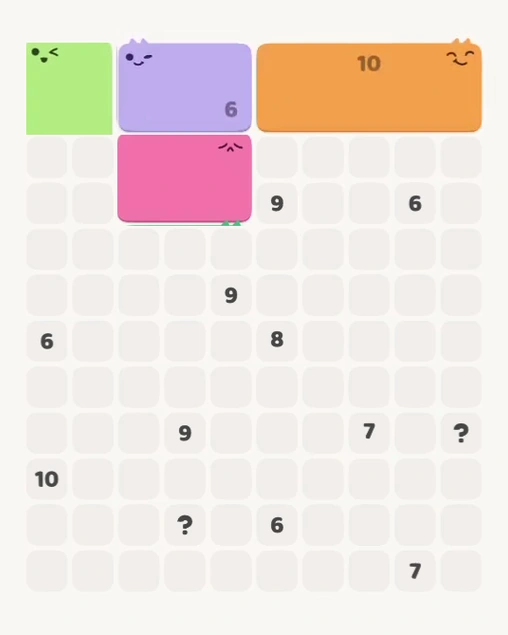 MeowBlock Level 162 after step 4, placing the 6-cell rectangular block at the upper center
