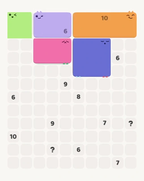MeowBlock Level 162 after step 5, placing the 9-cell square block at the upper-right area