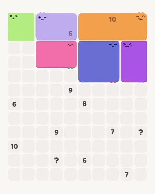MeowBlock Level 162 after step 6, placing the 6-cell rectangular block at the upper-right area
