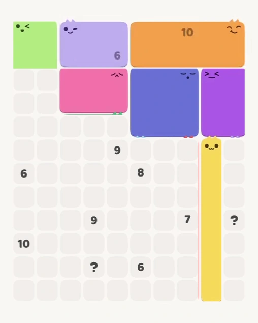 MeowBlock Level 162 after step 7, placing the 7-cell vertical block at the lower-right area