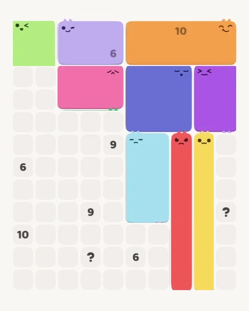 MeowBlock Level 162 after step 9, placing the 8-cell rectangular block at the middle center