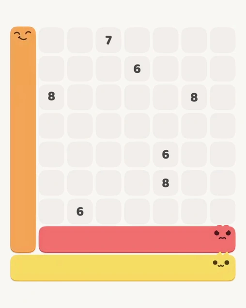 MeowBlock Level 163 after step 3, placing the 7-cell horizontal block at the lower center