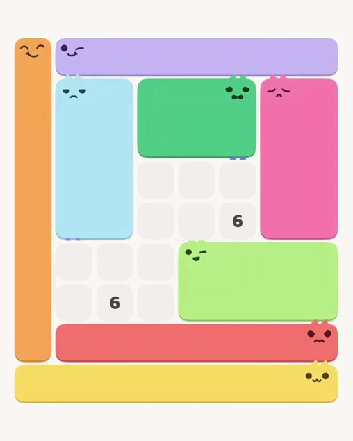 MeowBlock Level 163 after step 8, placing the 8-cell rectangular block at the lower-right area