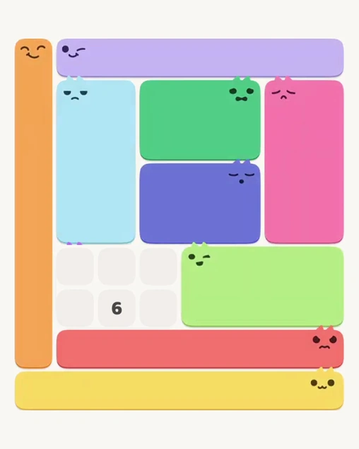 MeowBlock Level 163 after step 9, placing the 6-cell rectangular block at the middle center