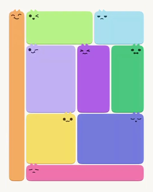 MeowBlock Level 165 after step 9, placing the 12-cell rectangular block at the middle center