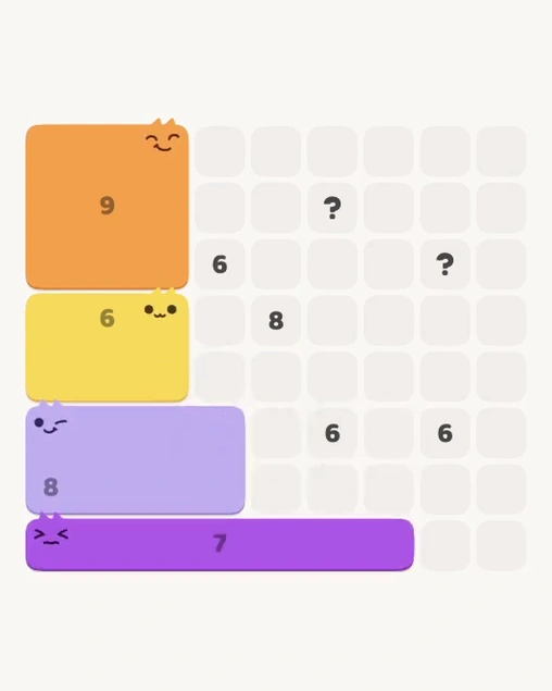 MeowBlock Level 166 after step 4, placing the 7-cell horizontal block at the lower center