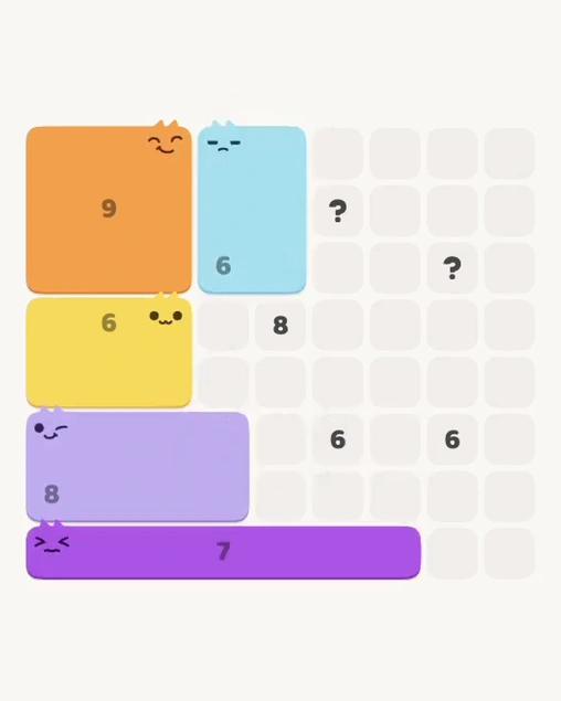 MeowBlock Level 166 after step 5, placing the 6-cell rectangular block at the upper center