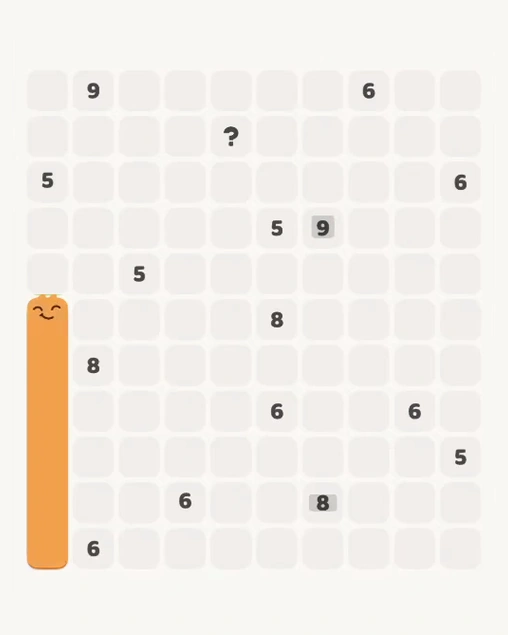 MeowBlock Level 167 after step 1, placing the 6-cell vertical block at the lower-left area
