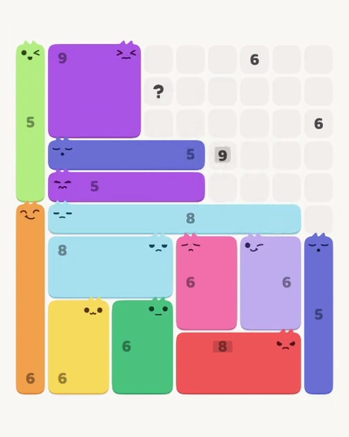 MeowBlock Level 167 after step 13, placing the 8-cell horizontal block at the middle center