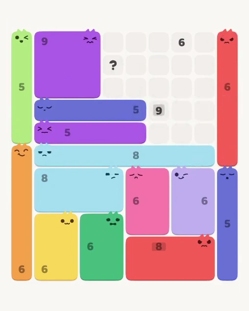 MeowBlock Level 167 after step 14, placing the 6-cell vertical block at the upper-right area