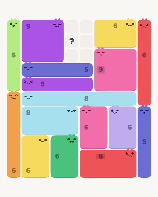 MeowBlock Level 167 after step 16, placing the 6-cell rectangular block at the upper-right area