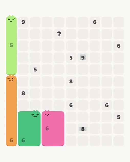 MeowBlock Level 167 after step 4, placing the 6-cell rectangular block at the lower center
