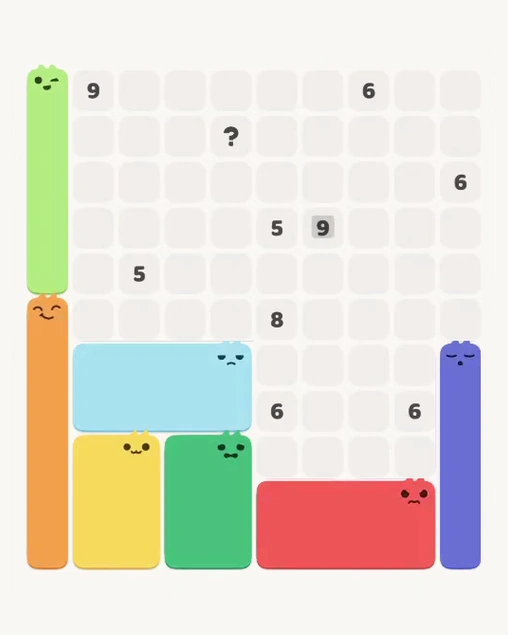 MeowBlock Level 167 after step 7, placing the 8-cell rectangular block at the lower center