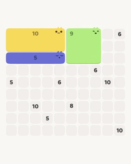 MeowBlock Level 168 after step 3, placing the 9-cell square block at the upper-right area