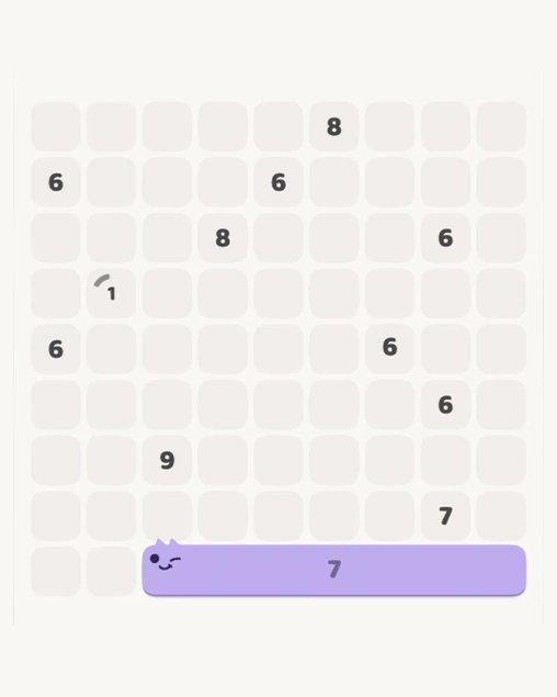 MeowBlock Level 169 after step 1, placing the 7-cell horizontal block at the lower-right area