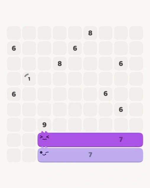 MeowBlock Level 169 after step 2, placing the 7-cell horizontal block at the lower-right area