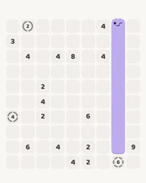 MeowBlock Level 17 after step 1, placing the 9-cell vertical block at the middle-right area